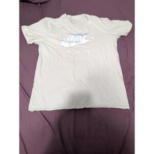 Nike Air Mens M White Gray Swoosh Graphic T Shirt Cotton Logo Tee